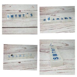 Blue Letter Vitamin Pill Reminder Container Organizer Dispenser 7 Day Storage